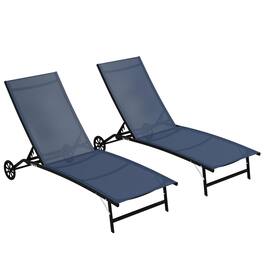 Resenkos - Outdoor Versatile Comfort Chairs With Wheels, 5-Level Adjustable Backrest For Patio, Beach, Yard - Dark Blue