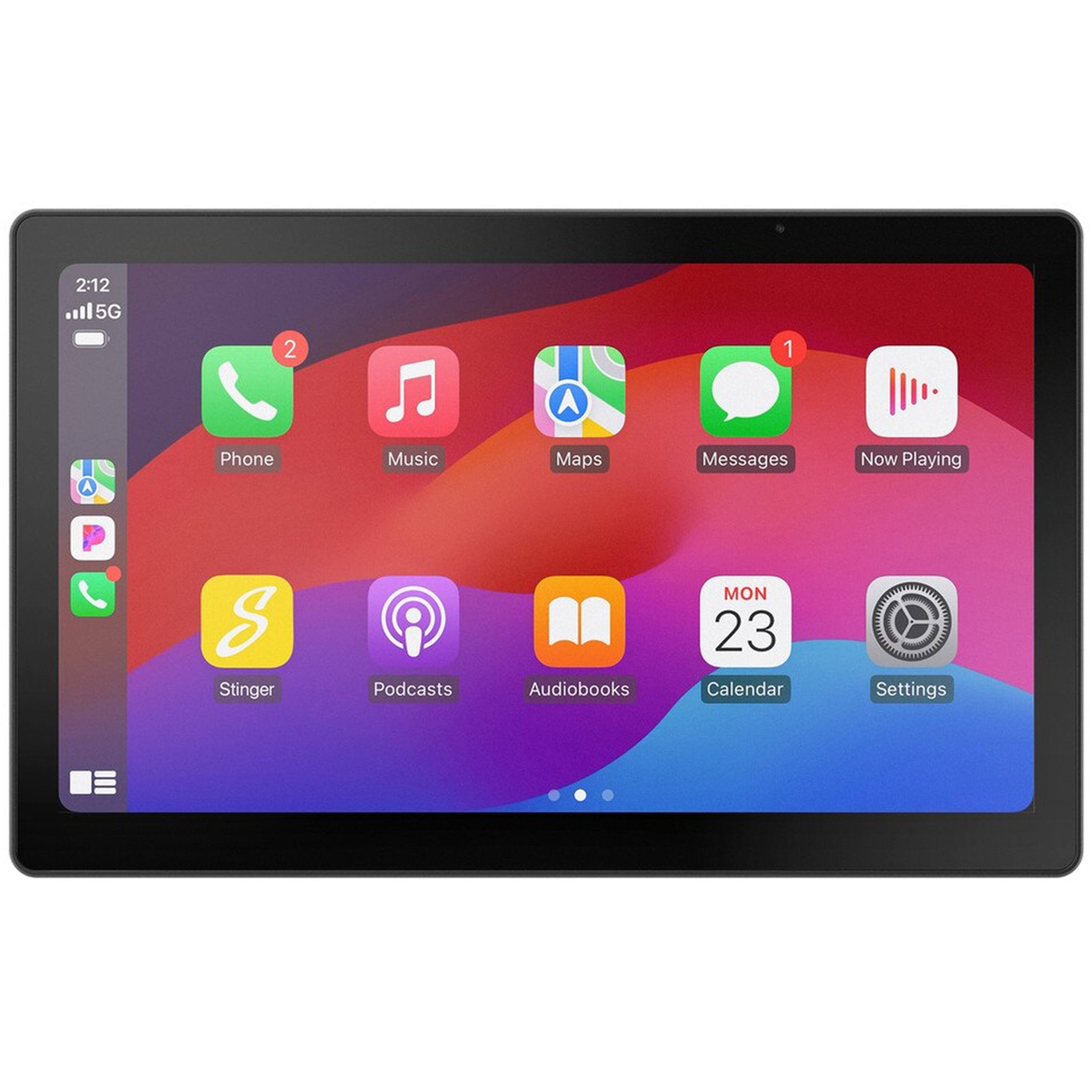 The text on the image can be grouped and corrected as follows:

1. Home Screen:
- Phone
- Music
- Maps
- Messages
- Now Playing
- Stinger Podcasts
- Audiobooks
- Calendar
- Settings

This grouping and correction organize the various icons on the home screen of a device, making it easier to understand and navigate the available options.