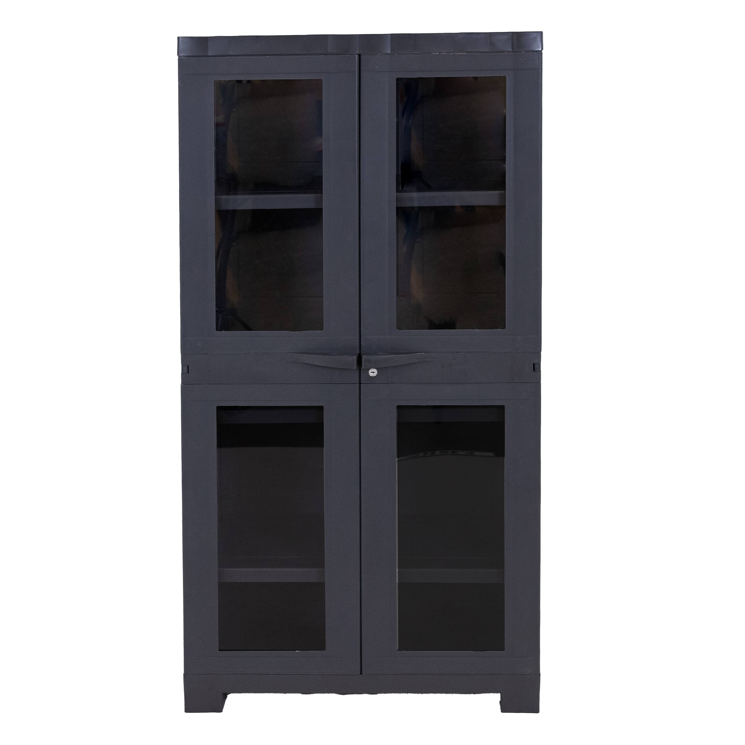 Alt View 7. Sunnydaze - Window-Front Storage Cabinet with Adjustable Shelves - Charcoal.