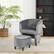 Left. Costway - Upholstered Velvet Barrel Chair with Ottoman Wood Frame and Non-Slip Felt Pads - Gray.