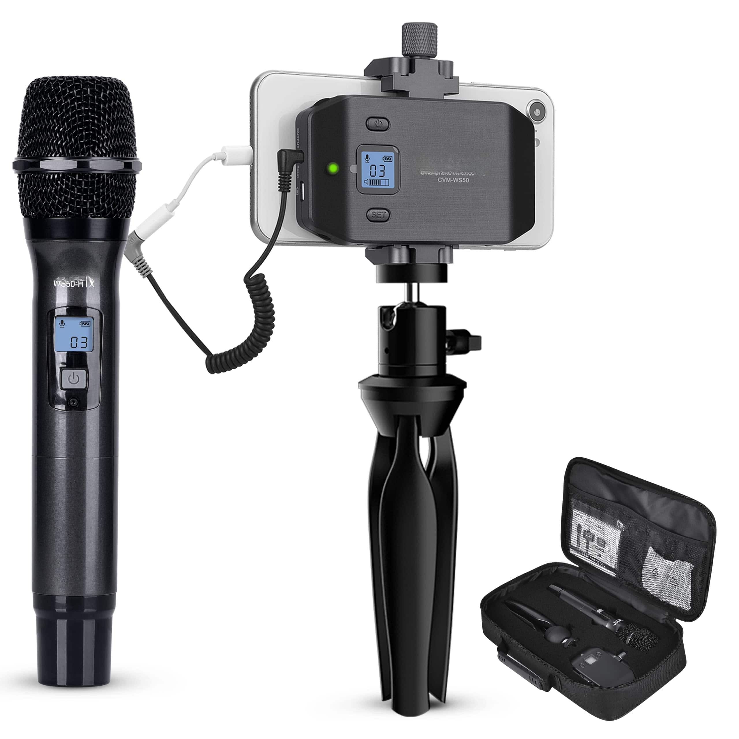 Earthley Blooms - Cvm Wireless Microphone System Handheld Interview With Flexible Combination Grip For Smartphone Camera Video - Default