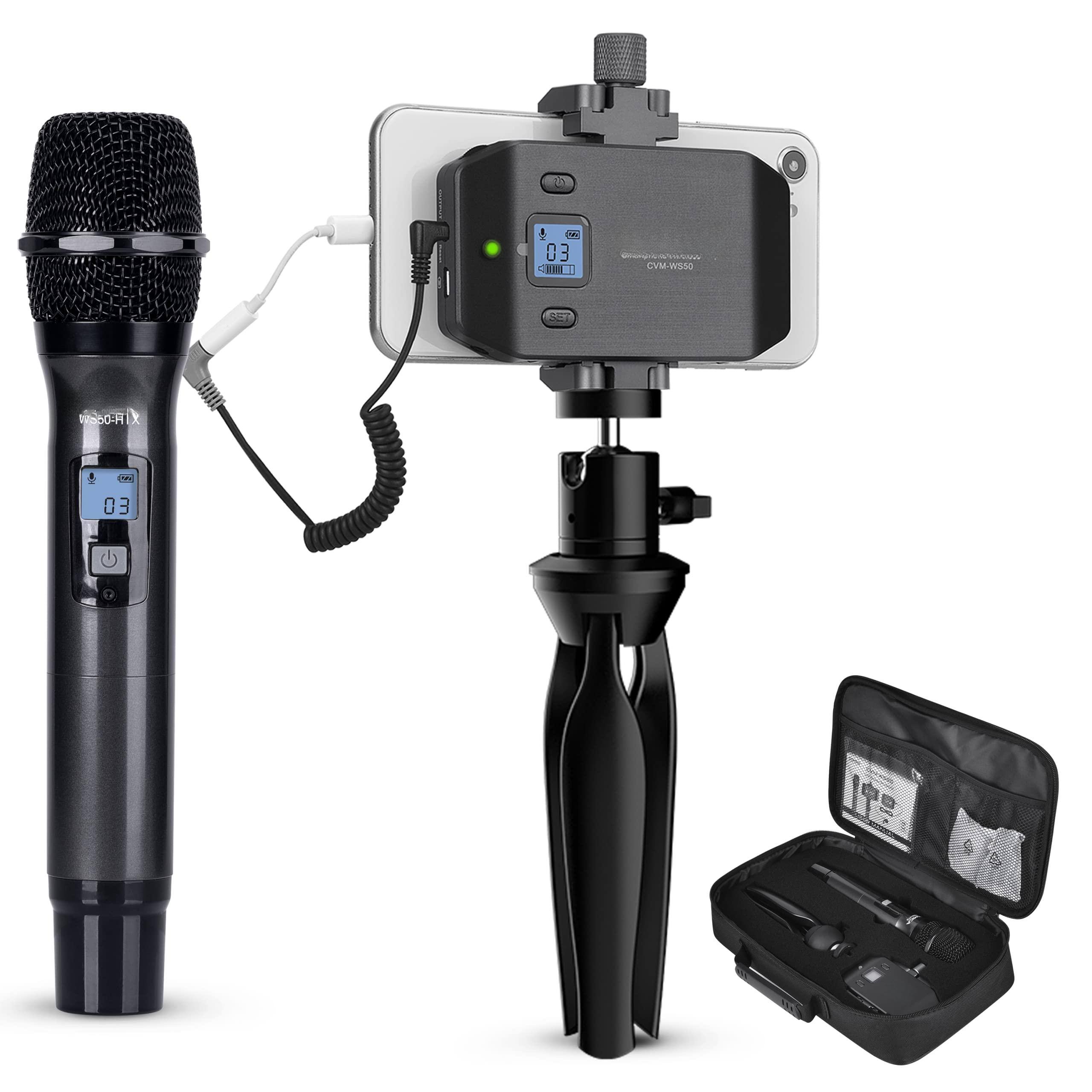 Front. Earthley Blooms - Cvm Wireless Microphone System Handheld Interview With Flexible Combination Grip For Smartphone Camera Video - Default.