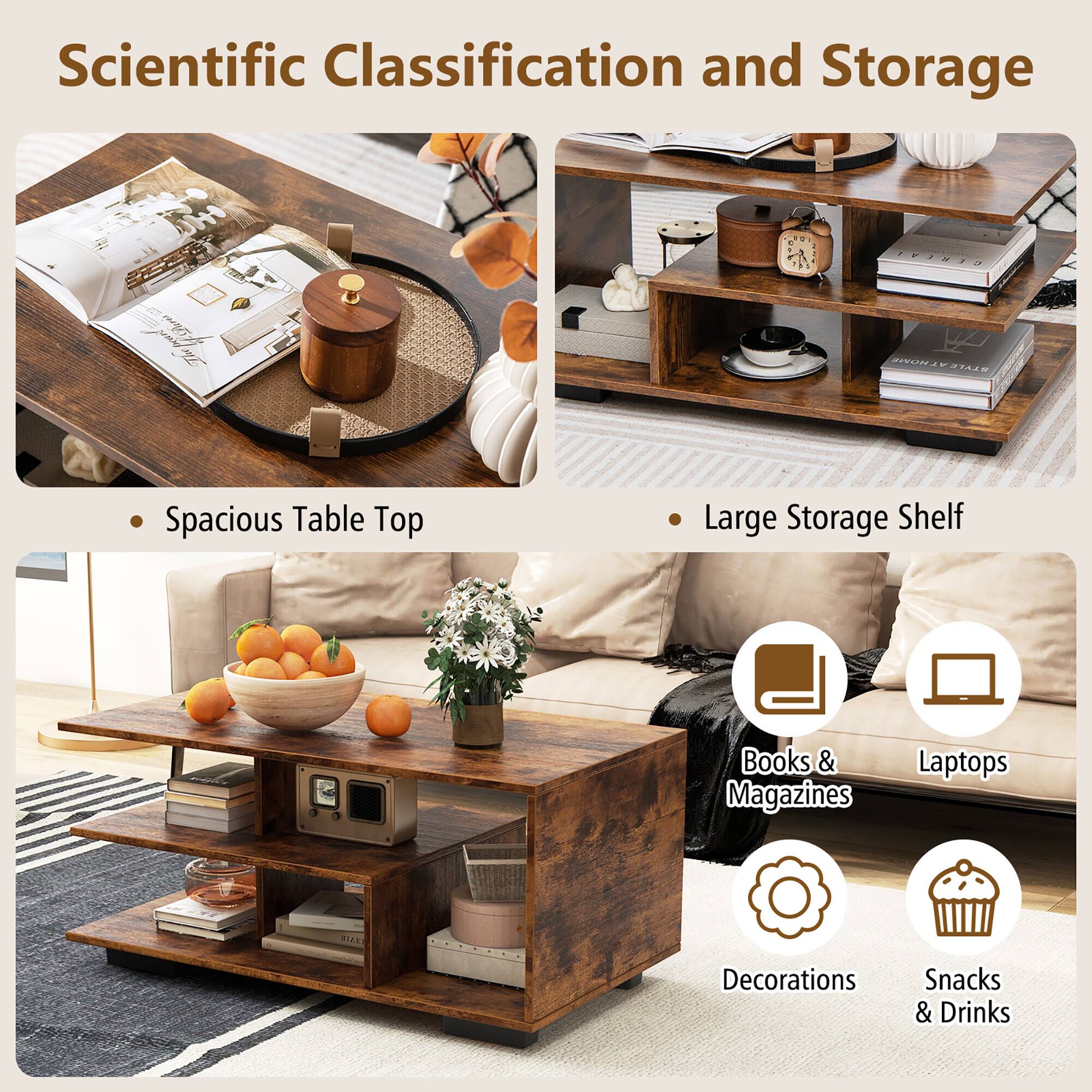 Scientific Classification and Storage

- Spacious Table Top
- Large Storage Shelf

Books & Magazines  
Laptops  
Decorations  
Snacks & Drinks