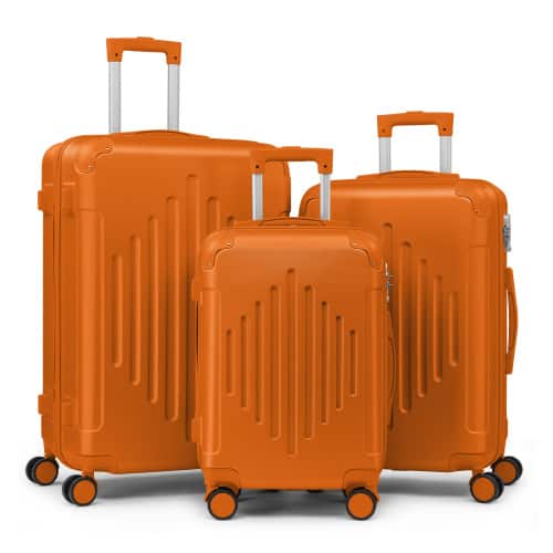 Front. Winado - 3 Piece 20" 24" 28" Carry On Luggage Set Spinner Wheels Trolley Hardside Suitcase Sets with TSA Lock for Travel Business - Orange.