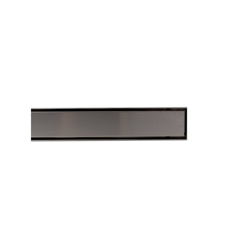 Left. Alfi - 59" Brushed Stainless Steel Linear Shower Drain with Solid Cover - Silver.