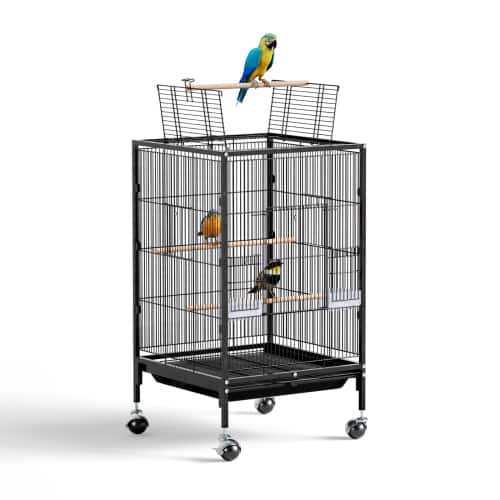 Winado - 31in Parakeet Wire Bird Cage Portable for Finches Canaries Carrier with Wheels for Indoor/Outdoor