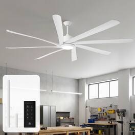 Parrot Uncle - 100-inch Industrial Extra Large Commercial HVLS LED Ceiling Fan with 8 ABS Blades and Remote Control - White