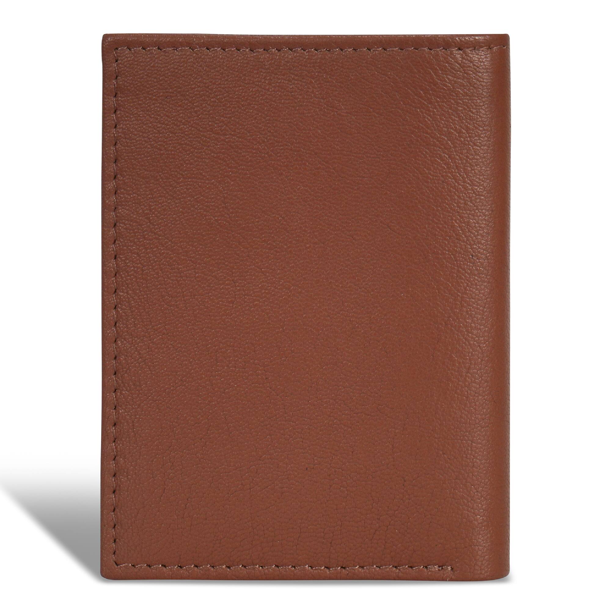 Left. Champs - Onyx Collection Leather Vertical Slim Wallet - Brown.
