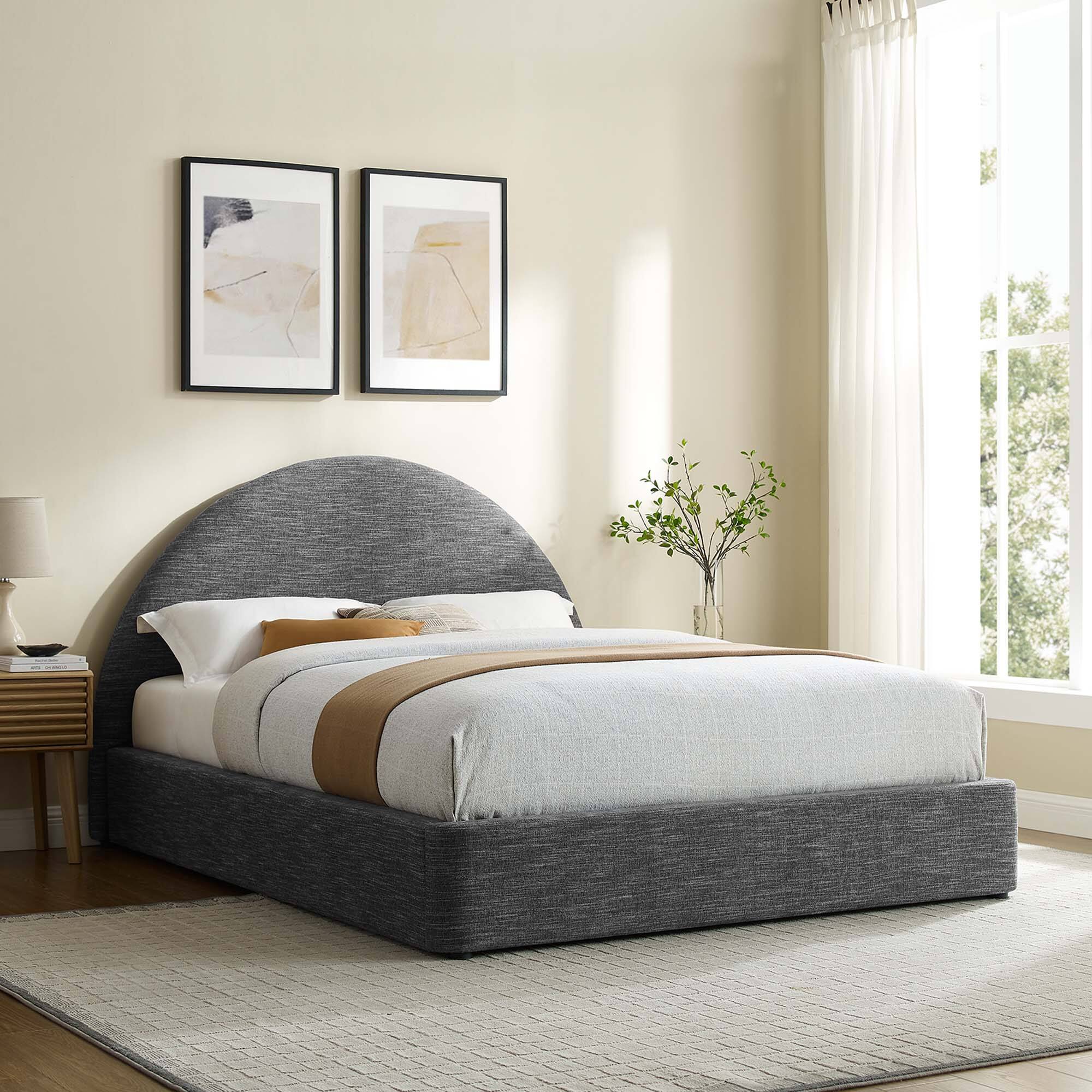 Alt View 5. Modway - Daniella Performance Velvet Queen Platform Bed - Gray.