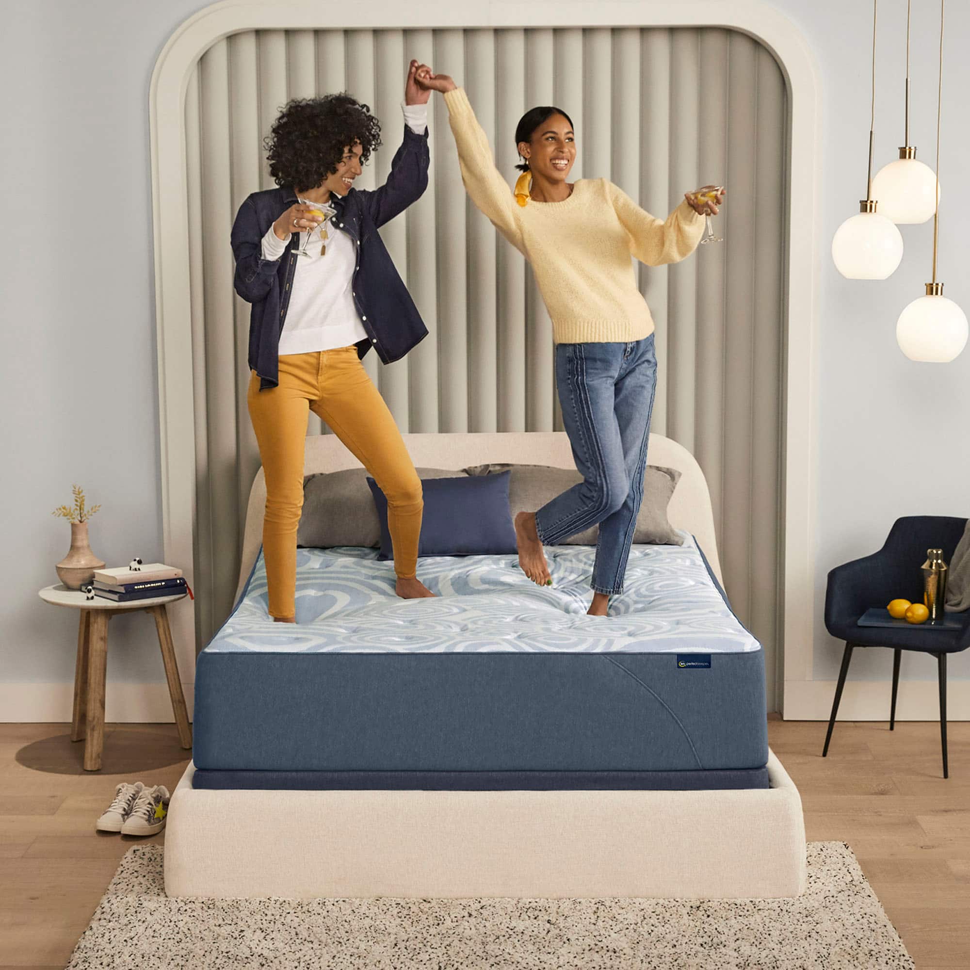 Alt View 17. Serta - Perfect Sleeper Tranquil Wave 11-Inch Medium Hybrid Mattress-Full/Double - Light Blue.