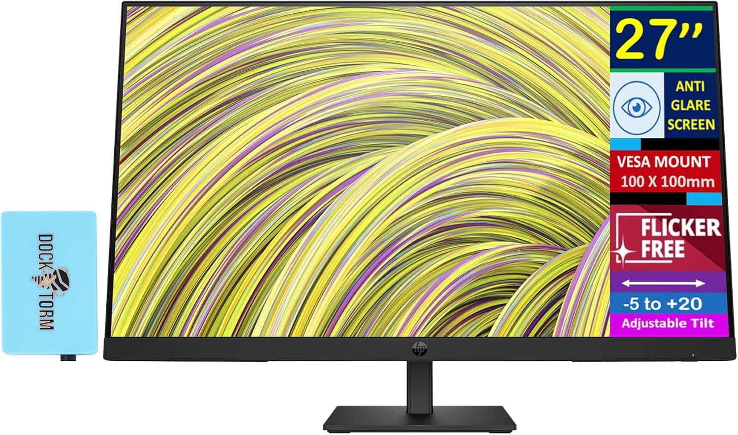 HP - 27'' FHD IPS Monitor with 5ms Response Time, Anti-Glare, Flicker Free, VESA Mount, VGA, HDMI & DKZ Hub, Color - Black