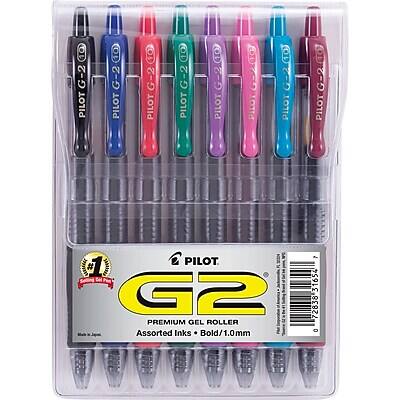 Pilot - G2 Retractable Gel Pens, Bold Point, Assorted Ink, 8/Pack (31654)