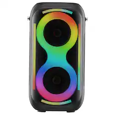 Front. iQ Sound - 2x5-Inch TWS Fusion Glow Portable Bluetooth Speaker - Black.