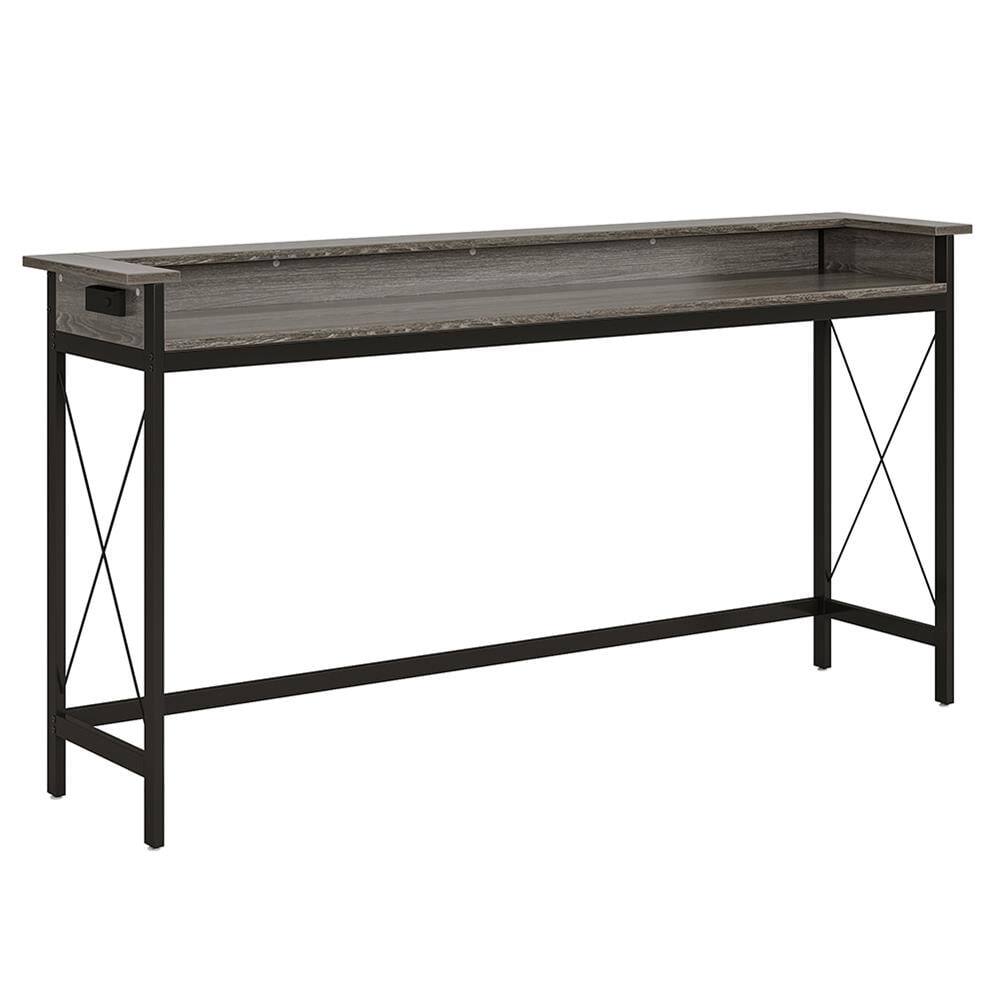 Angle. Kadyn - Entryway Table, Console Sofa Table,Industrial Console Table, 70.9" Sofa Table with Outlets and USB Ports,Gray - Gray.