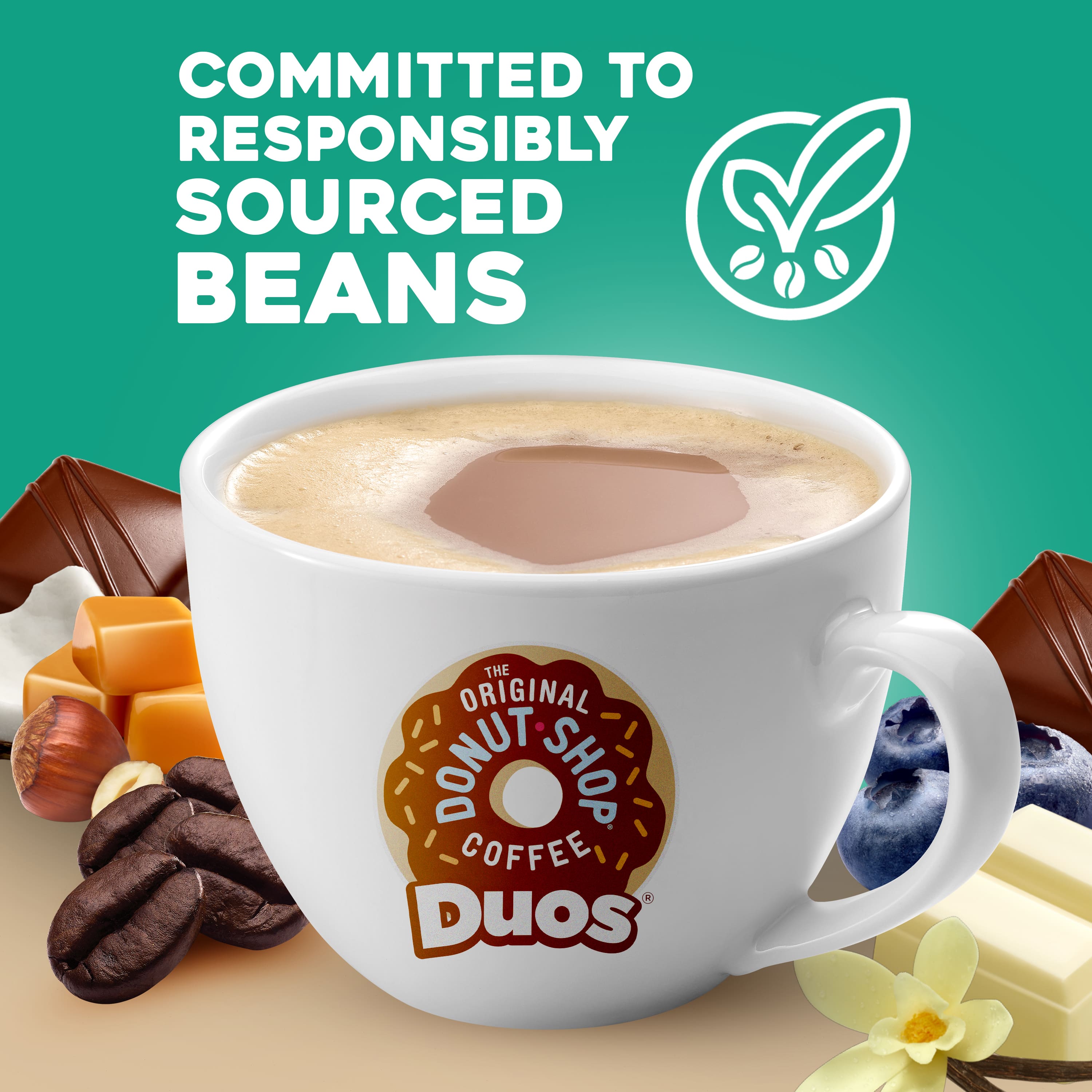 Committed to Responsibly Sourced Beans. The Original Donut Shop Coffee Duos.