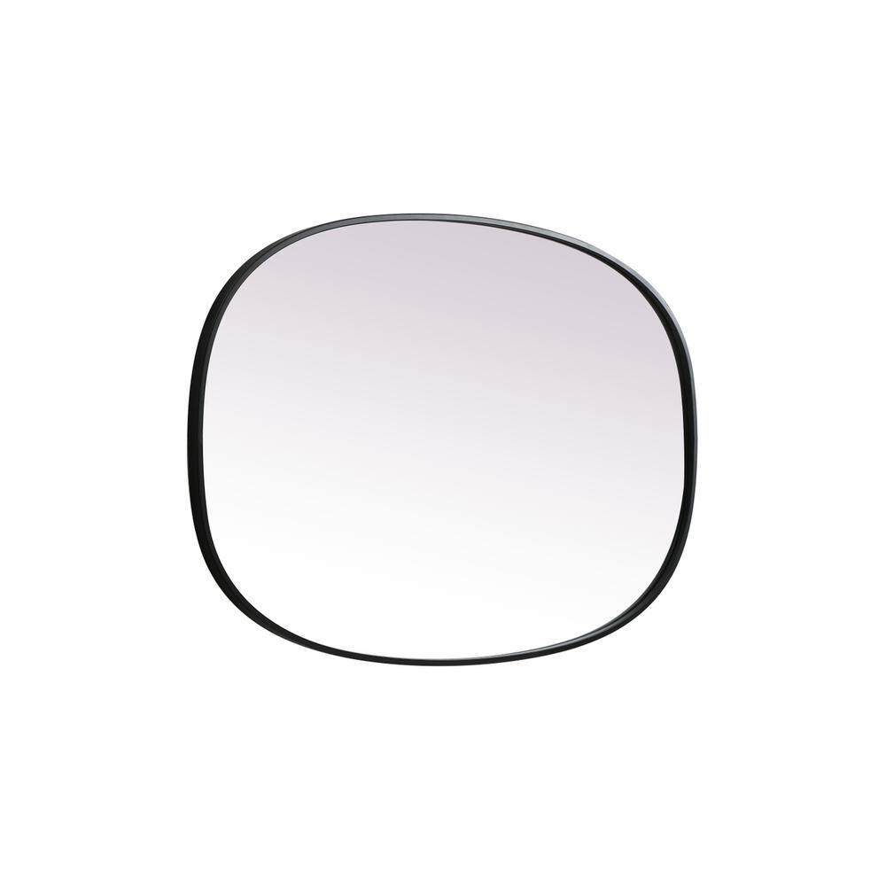Left. Elegant Decor - Metal Frame Oval Mirror 27x40 Inch in Black - Black.