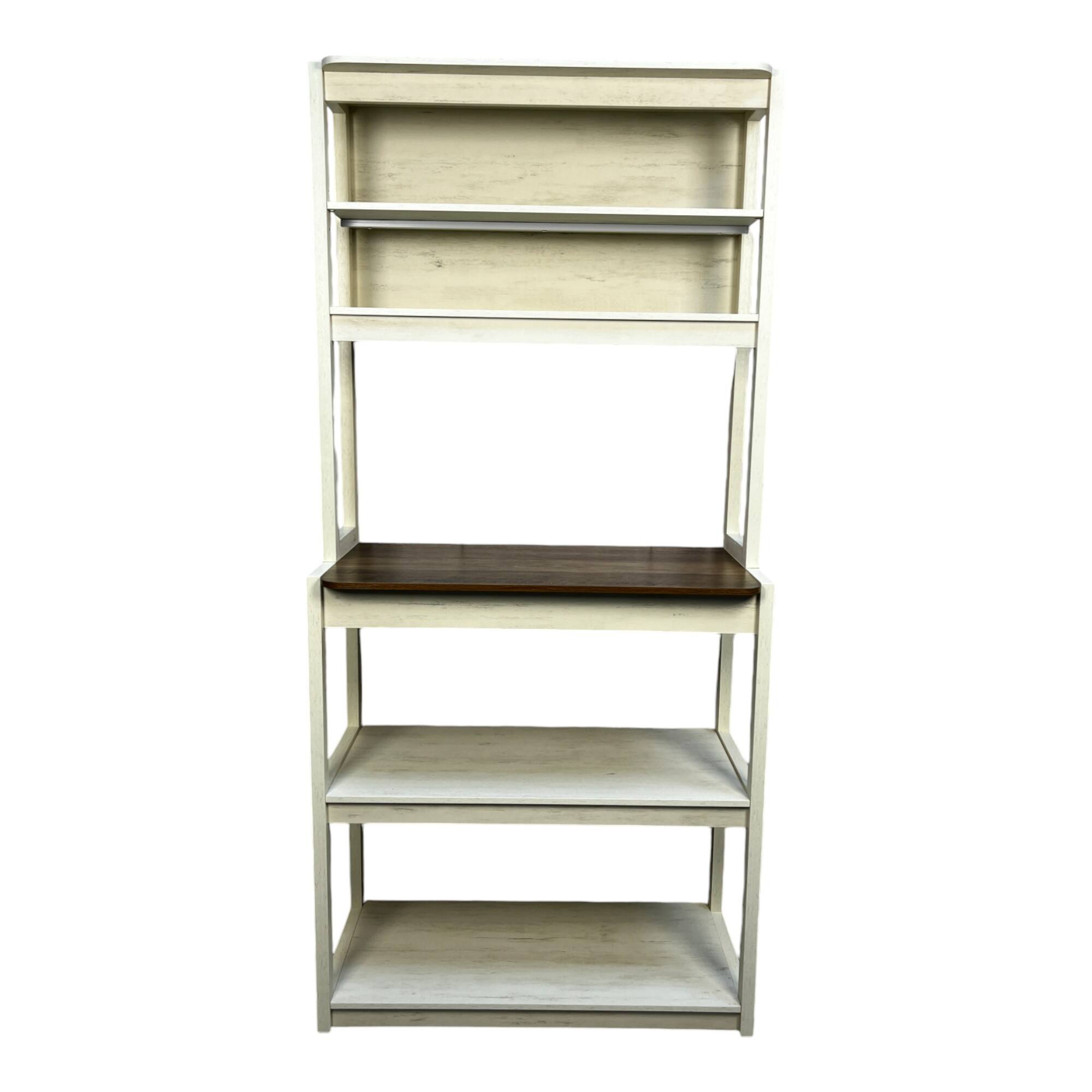 Left. ELEMENT ACE - 31.50" 5-Tier Bakers Rack for Kitchen with Storage, Coffee Bar, Kitchen Shelves, Microwave Stand - Brown+White.