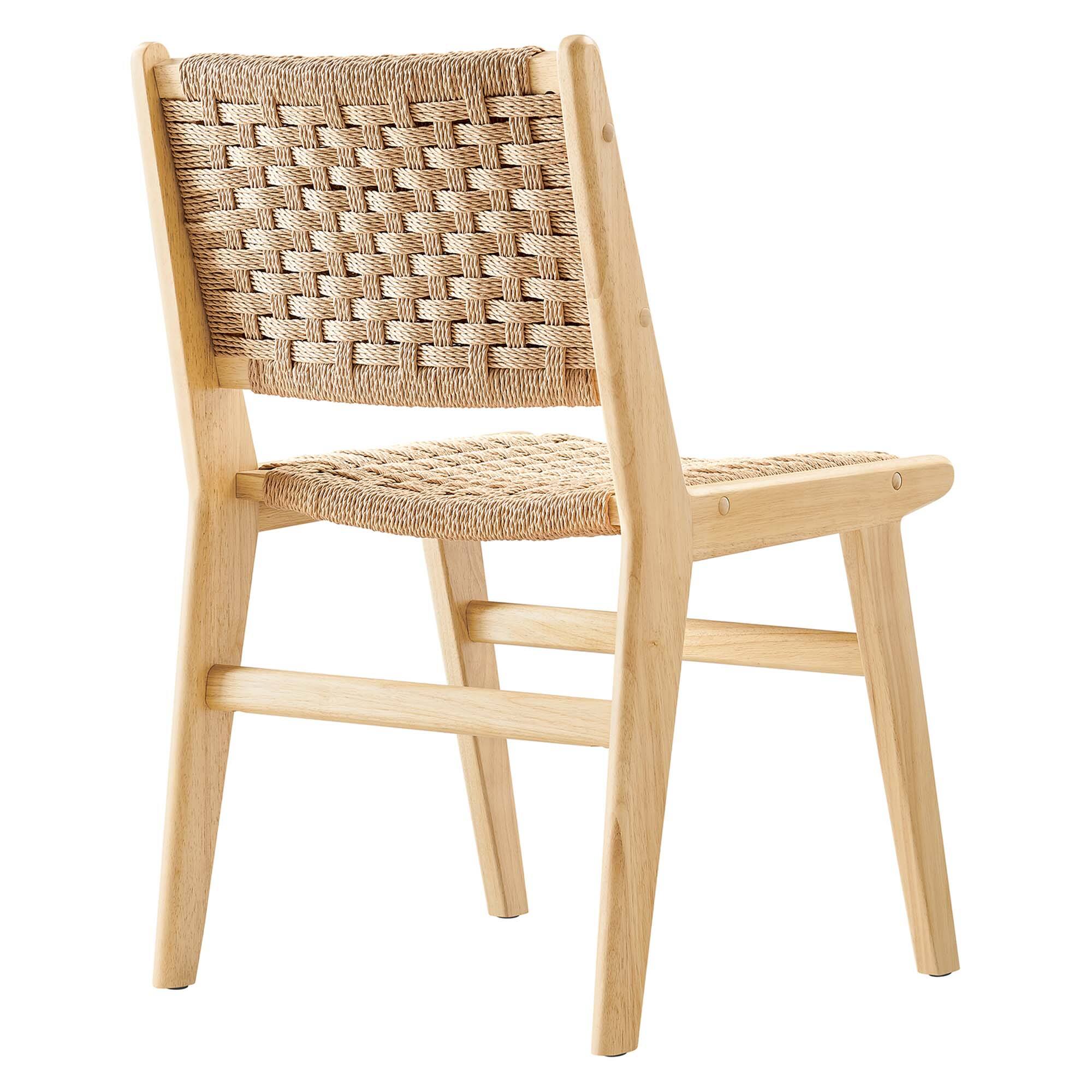 Alt View 5. Modway - Saoirse Woven Rope Wood Dining Side Chair Set of 2 - Brown.