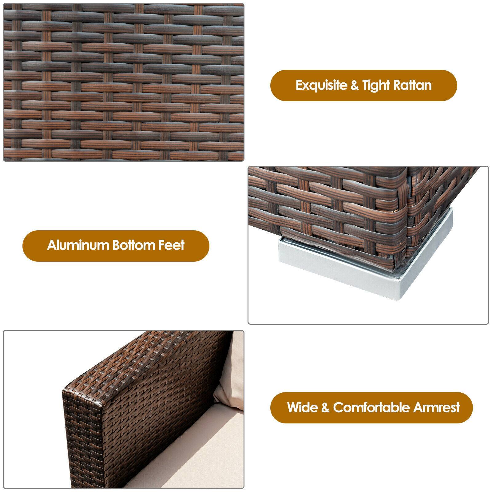 Exquisite & Tight Rattan Aluminum Bottom Feet Wide & Comfortable Armrest