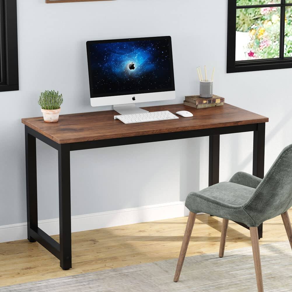 Alt View 1. Fabibe - Modern Simple Computer Desk 47 Inch Vintage Office Table Study Writing Workstation For Home Rustic Brown - Rustic Brown 47*23.6 inch.