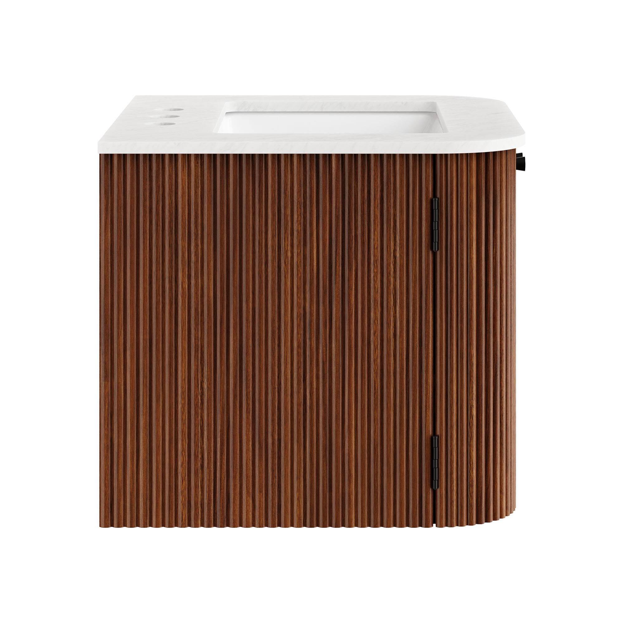 Alt View 2. Modway - Zia Wall-Mount Bathroom Vanity with Marble Sink by Modway - Walnut.