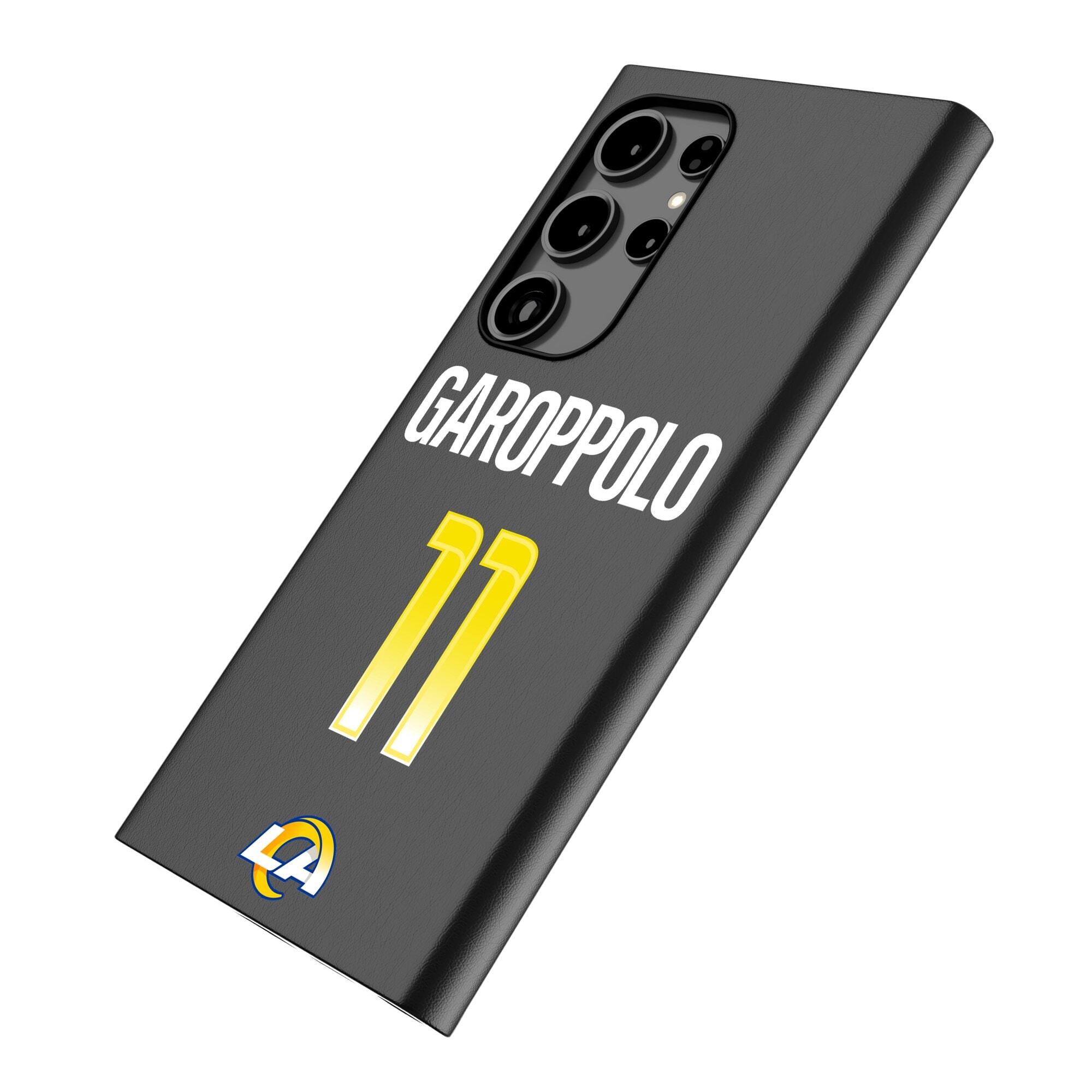 Alt View 1. Keyscaper - Jimmy Garoppolo Black Los Angeles Rams Galaxy Magnetic Bump Case - S24 Ultra - Black.