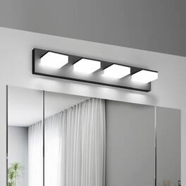 APRILSOUL - LED Modern Bathroom Vanity Light Fixtures 4-Light 25-Inch Matte Black Bathroom Wall Lighting Fixtures Over Mirror
