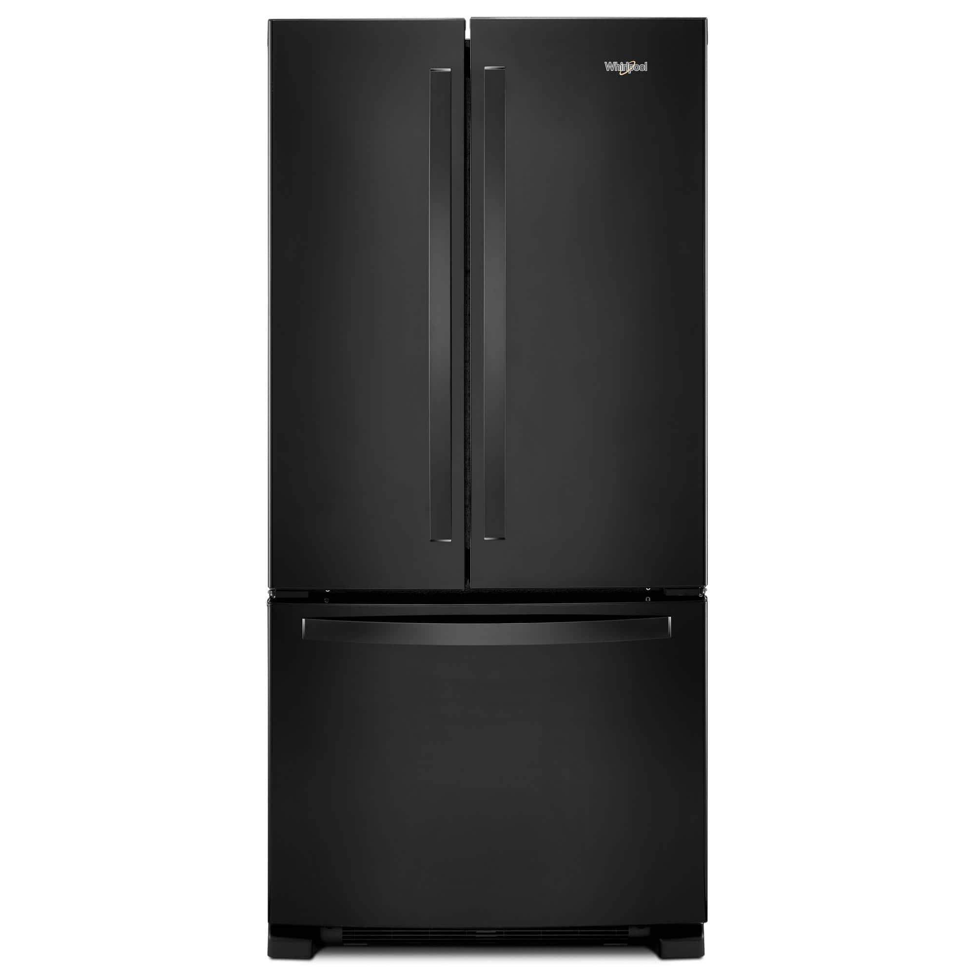 Whirlpool - 22 cu. ft. French Door Refrigerator with Humidity-Controlled Crispers - Black - Front_Zoom