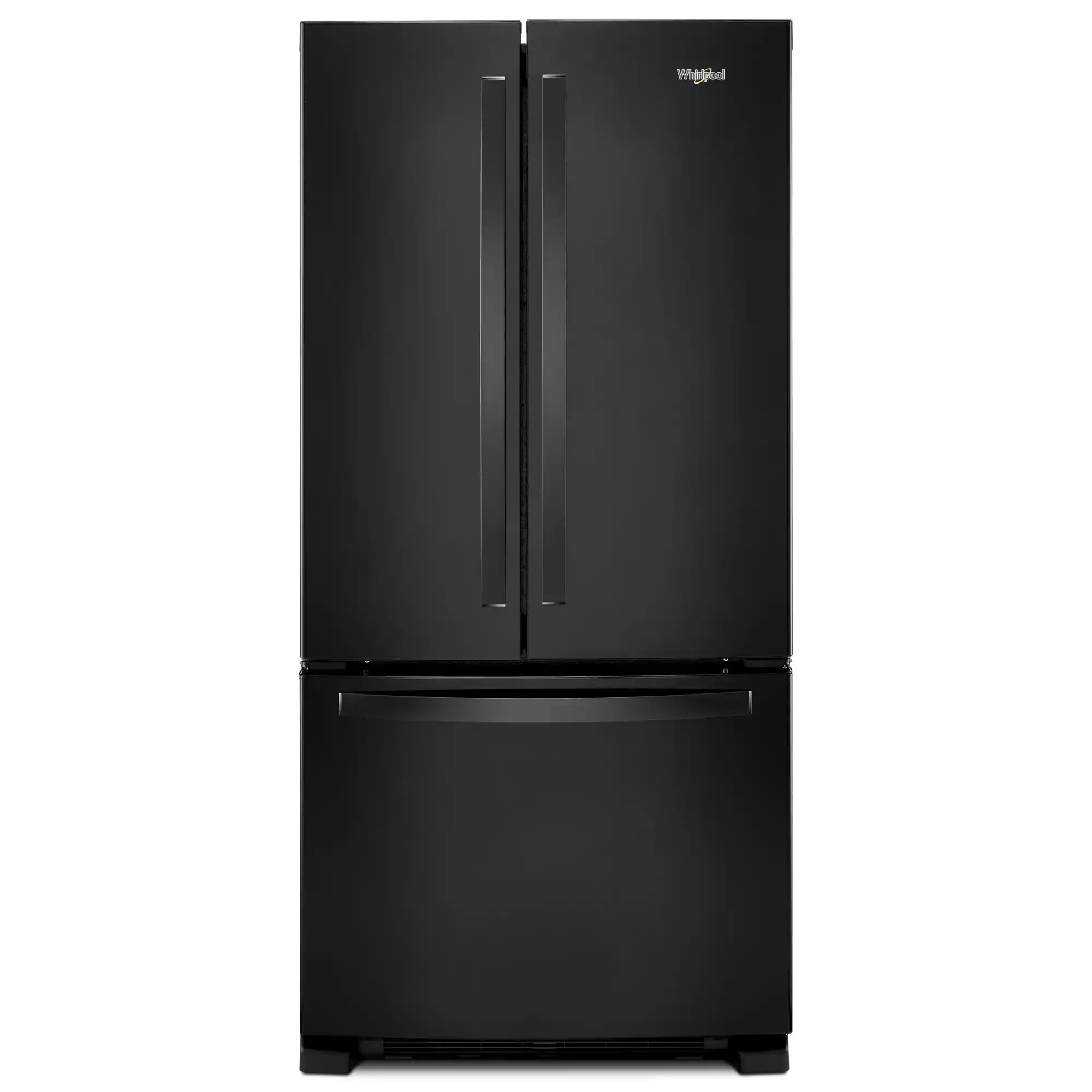 Front. Whirlpool - 22 cu. ft. French Door Refrigerator with Humidity-Controlled Crispers - Black.