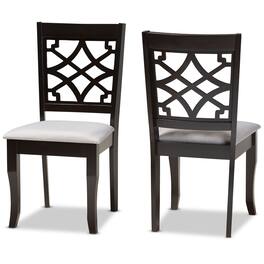 Baxton Studio - Mael Modern and Contemporary Fabric Upholstered and Finished Wood 2-Piece Dining Chair Set - Grey/dark brown