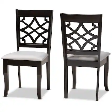 Front. Baxton Studio - Mael Modern and Contemporary Fabric Upholstered and Finished Wood 2-Piece Dining Chair Set - Grey/dark brown.