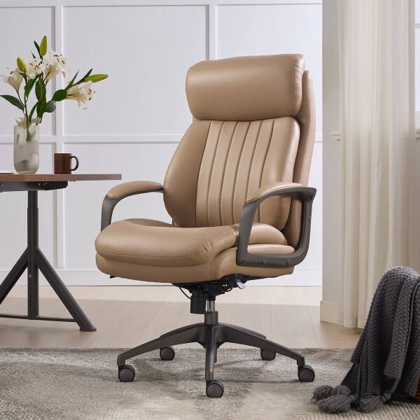 Angle. La-Z-Boy - La-Z-Boy® Nova Big & Tall Executive Office Chair with AIR Lumbar, Light Tan - Light Tan.