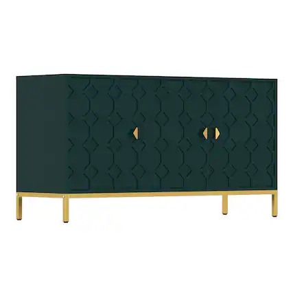 Front. Boyel Living - Freestanding Storage Cabinet 3-Door Accent Cabinet - Green.