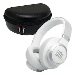 JBL - LIVE 770NC Wireless Over Ear Noise Cancelling Headphone Bundle with gSport Case - White