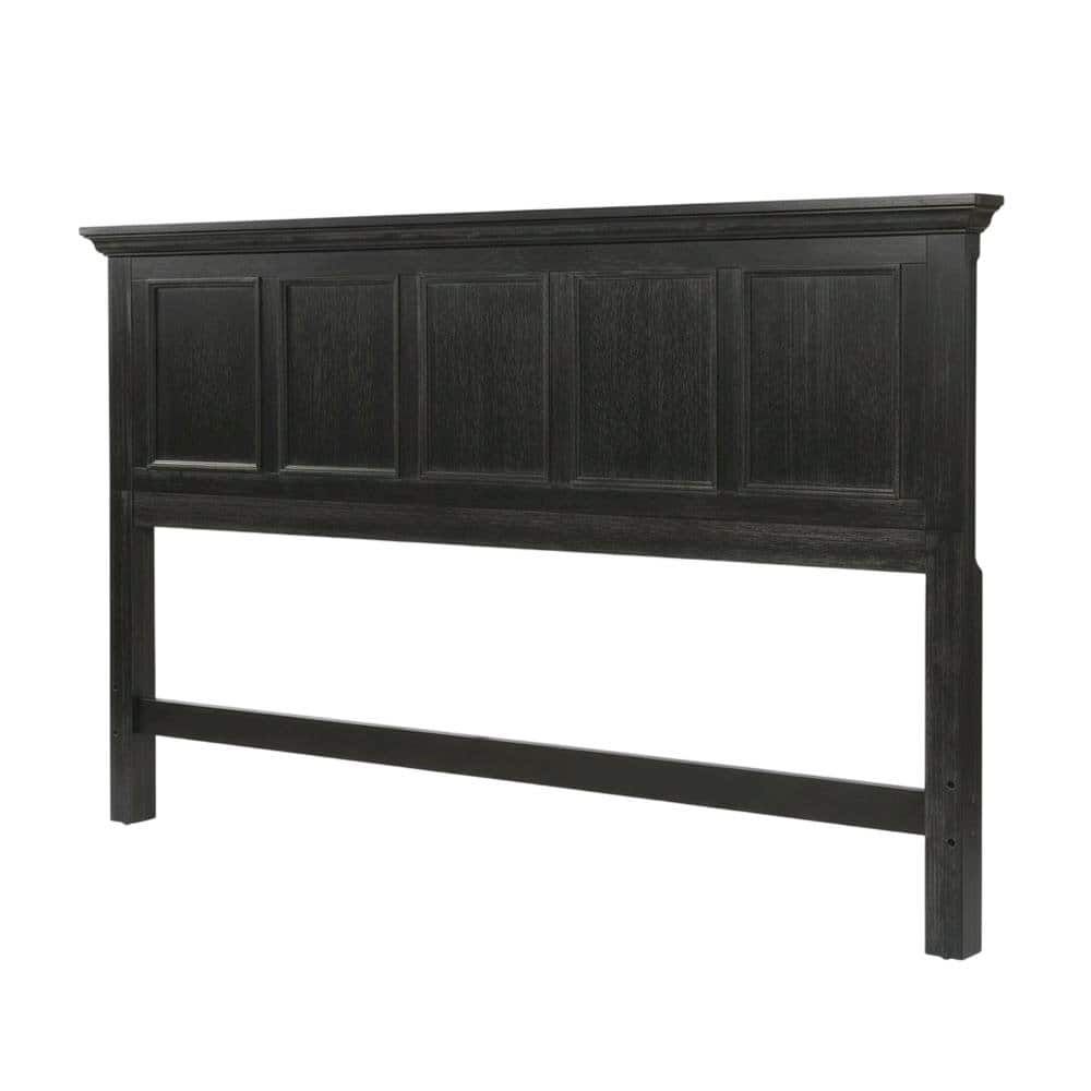 FurniFact - Rustic King Bed Headboard, Mahogany, Steel Frame for Farmhouse Décor - Black
