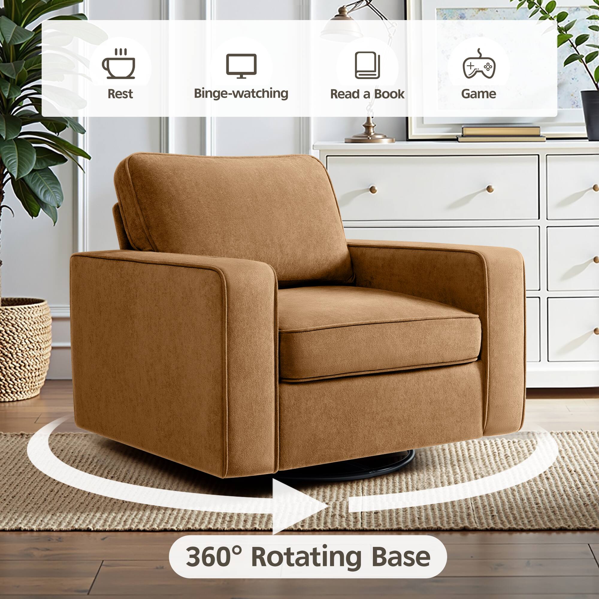 - Rest
- Binge-watching
- Read a Book
- Game
- 360° Rotating Base