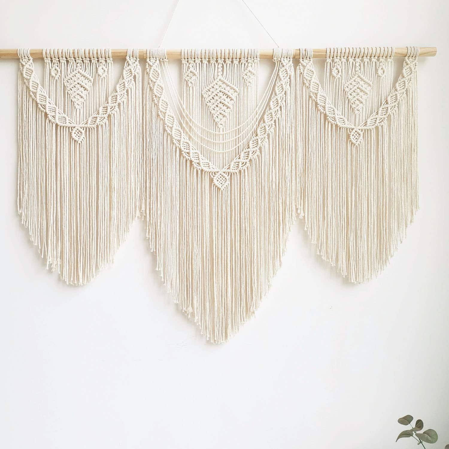 Fabibe - Boho Tapestry Macrame Wall Decor Art Chic Bohemian Handmade Woven Tapestry Home Decoration for Bedroom Living Room Apart - Beige-Leaf