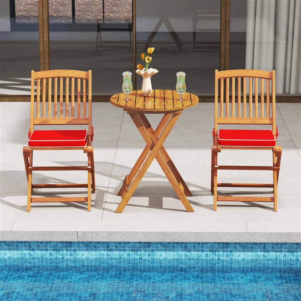 Back. Kadyn - Outdoor Dining Room Chairs, Patio Kitchen Chairs,Outdoor Folding Chairs with Seat Cushions Set of 2-Red - Red.