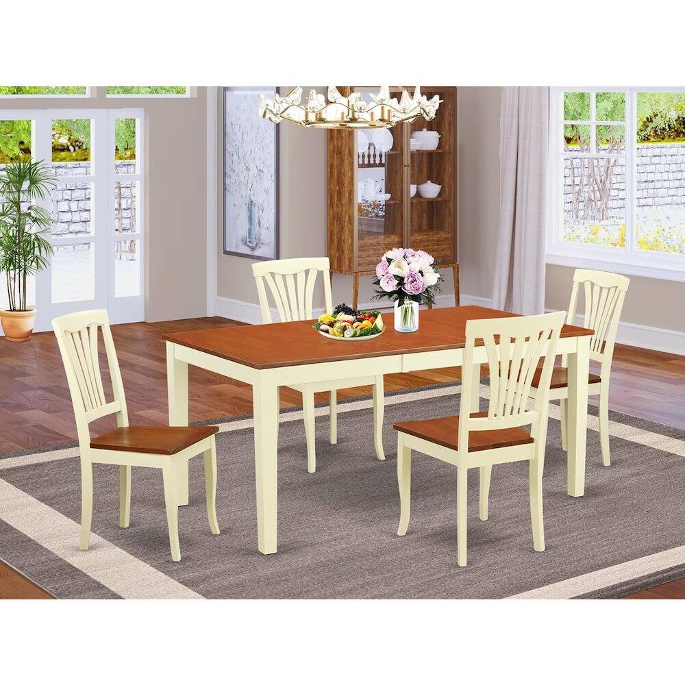 Back. East West Furniture - 5 Pc dinette set for 4-Dinette Table and 4 Kitchen Dining Chairs - Buttermilk & Cherry.