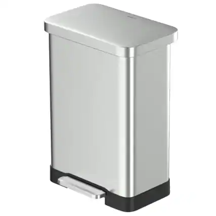 Front. Hivvago - 20-Gallon Sturdy Stainless Steel Kitchen Trash Can with Step-on Lid - Silver.