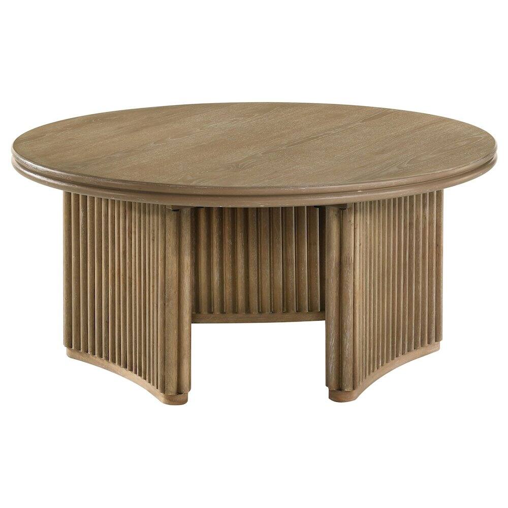 Angle. Coaster Co. of America - Adina 36-inch Round Wood Coffee Table Distressed Light Brown - Distressed Light Brown.