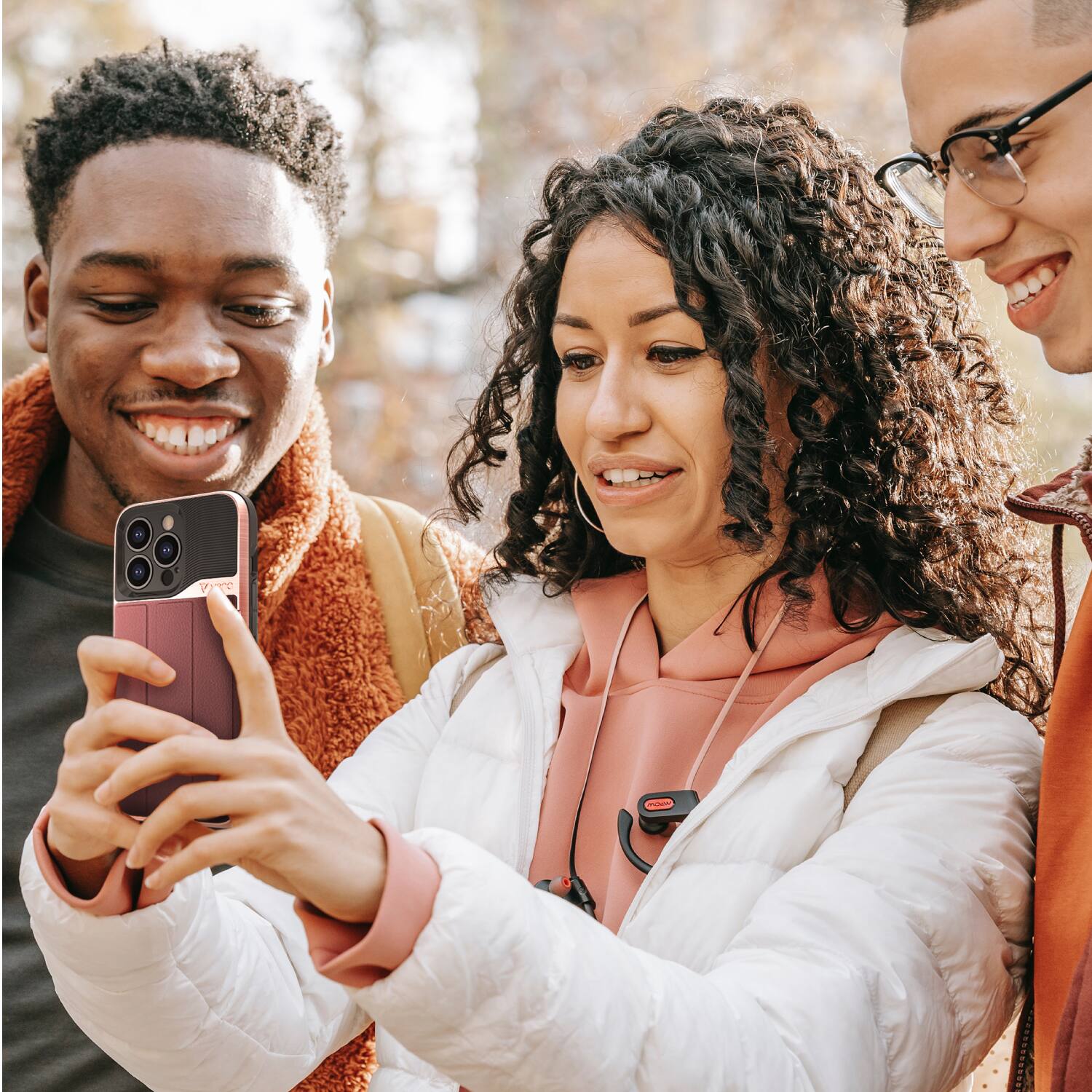 Angle. Vena - vCommute for Apple iPhone 13 Pro Wallet Case, Leather Flip Cover with Card Slot and Kickstand - Red - Red.