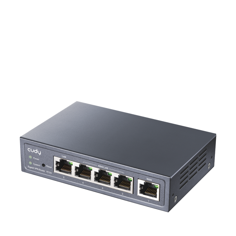 cudy Power System Gigabit VPN Router RT700  
LAN 5 4 WAN/LAN WAN 0 3 2 1