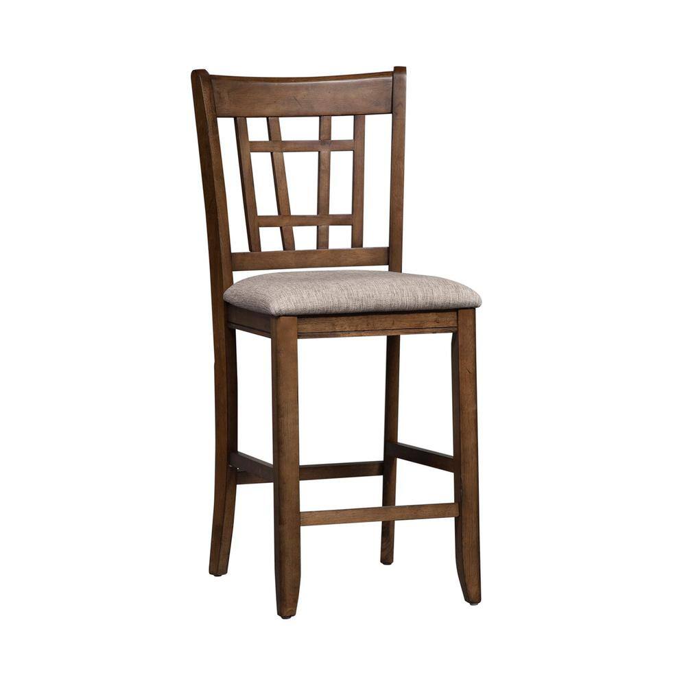 Left. Liberty Furniture Industries - Santa Rosa 24 Inch Lattice Back Counter Chair in Antique Honey - Brown.