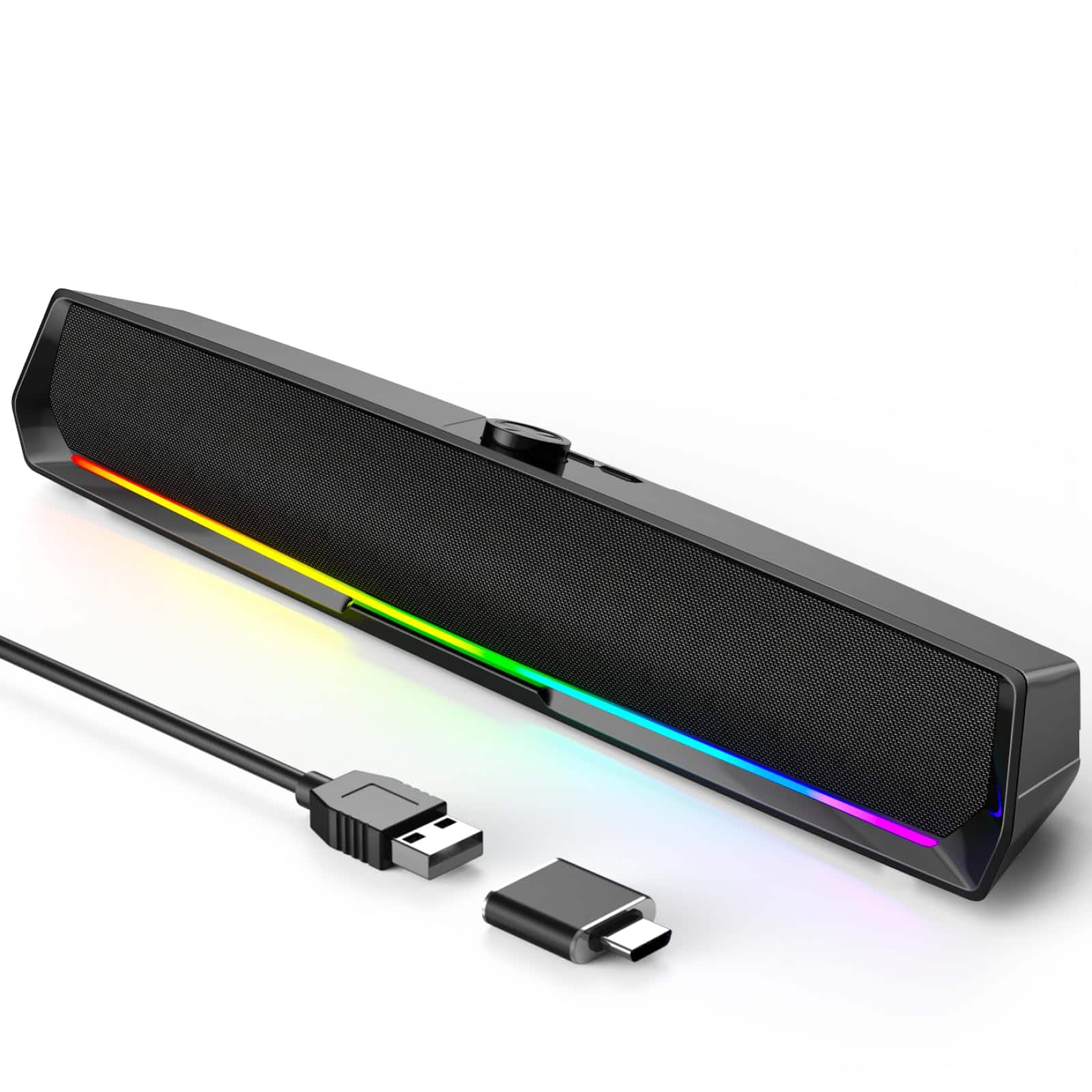 Cedar Assembly - Computer Speakers For Desktop Pc Gaming Sound Bar With Colorful Light Usb Monitor Laptop Tablets Wired Ph - Default
