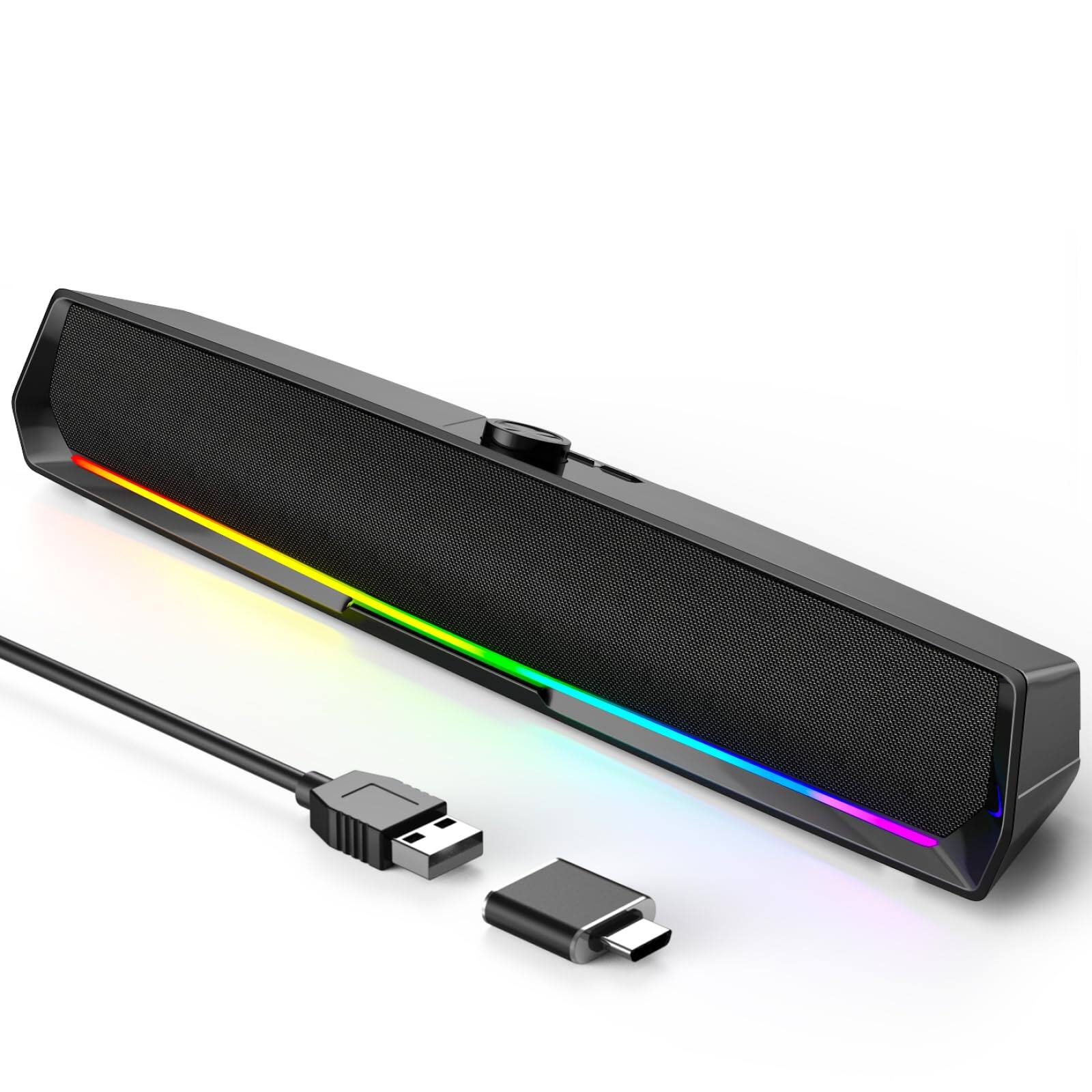 Front. Cedar Assembly - Computer Speakers For Desktop Pc Gaming Sound Bar With Colorful Light Usb Monitor Laptop Tablets Wired Ph... - Default.