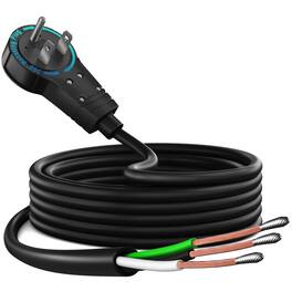 Maximm - 360 Degree Rotating Flat Plug - 10ft Replacement Power Cord with Open End, 14AWG 3 Conductor 3-Prong - Black