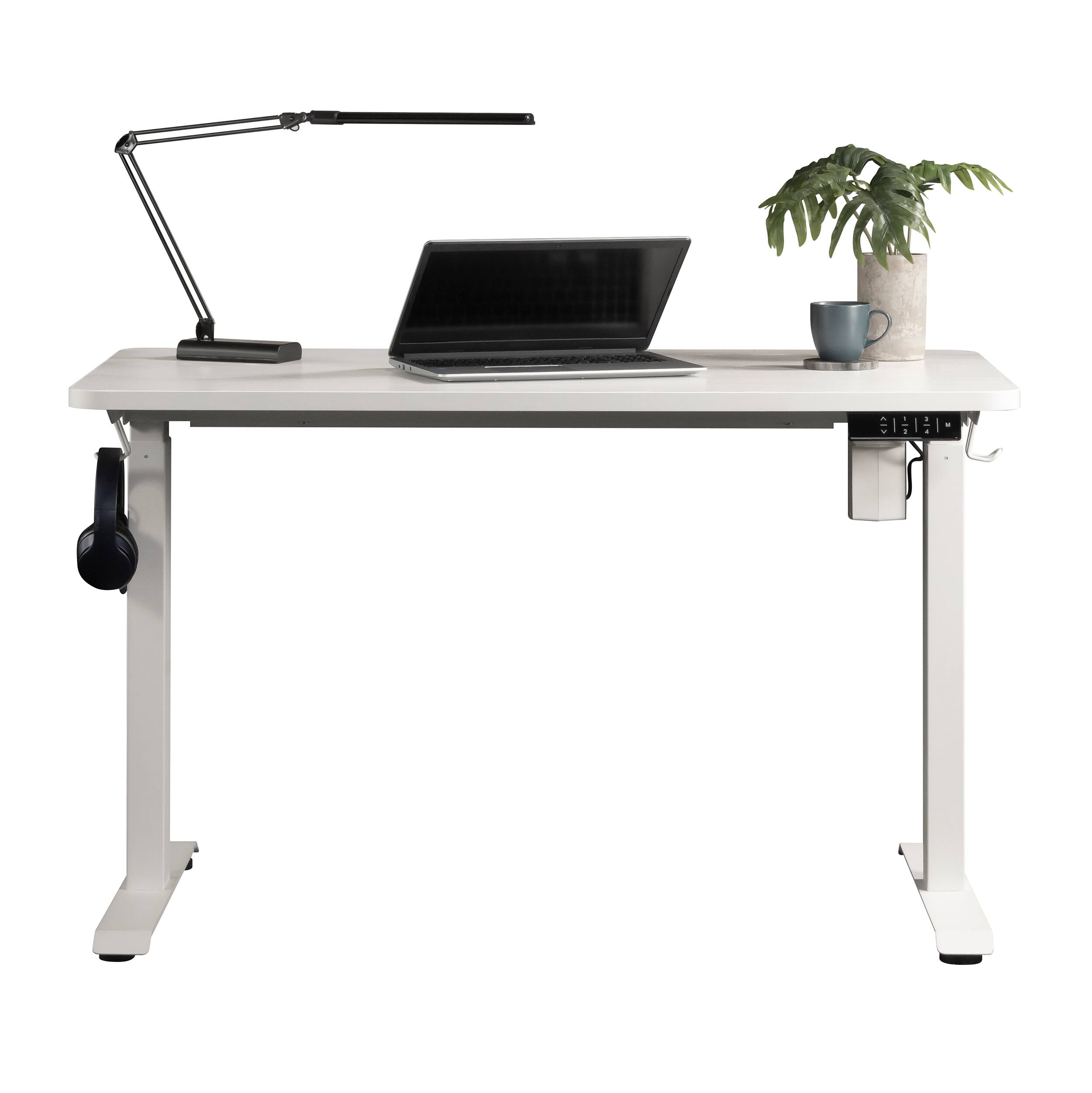 Alt View 3. TinyHomie - Sit Stand Desk White finish - White.