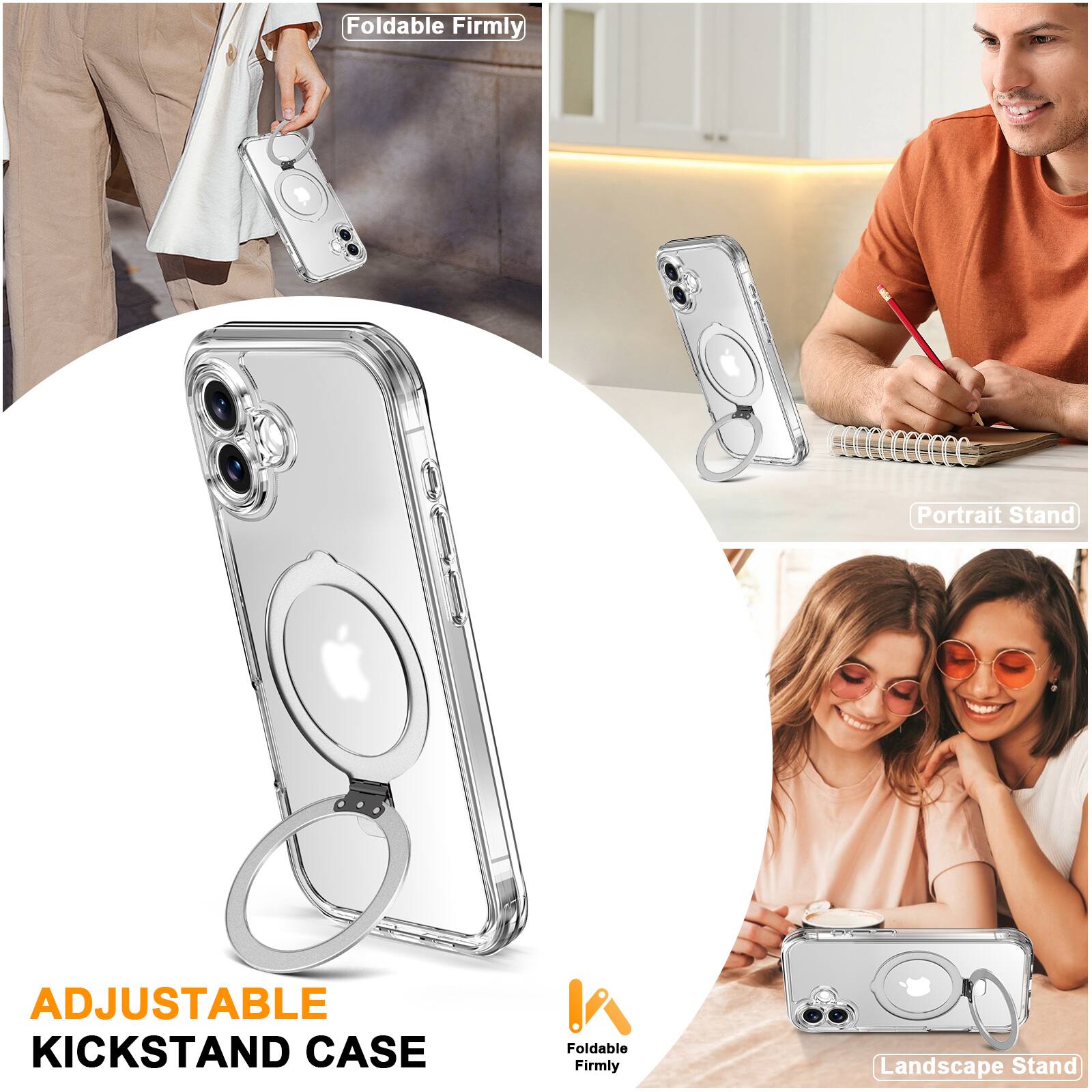 Foldable Firmly  
Portrait Stand  
ADJUSTABLE KICKSTAND CASE  
Foldable Firmly  
Landscape Stand