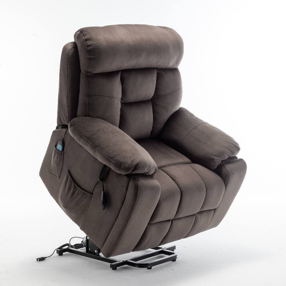 Alt View 2. Ropilly - Ropilly Power Lift Recliner for Elderly, Extra Wide Velvet Lift Chair with Heat and Massage, Antique Brown - Antique brown.